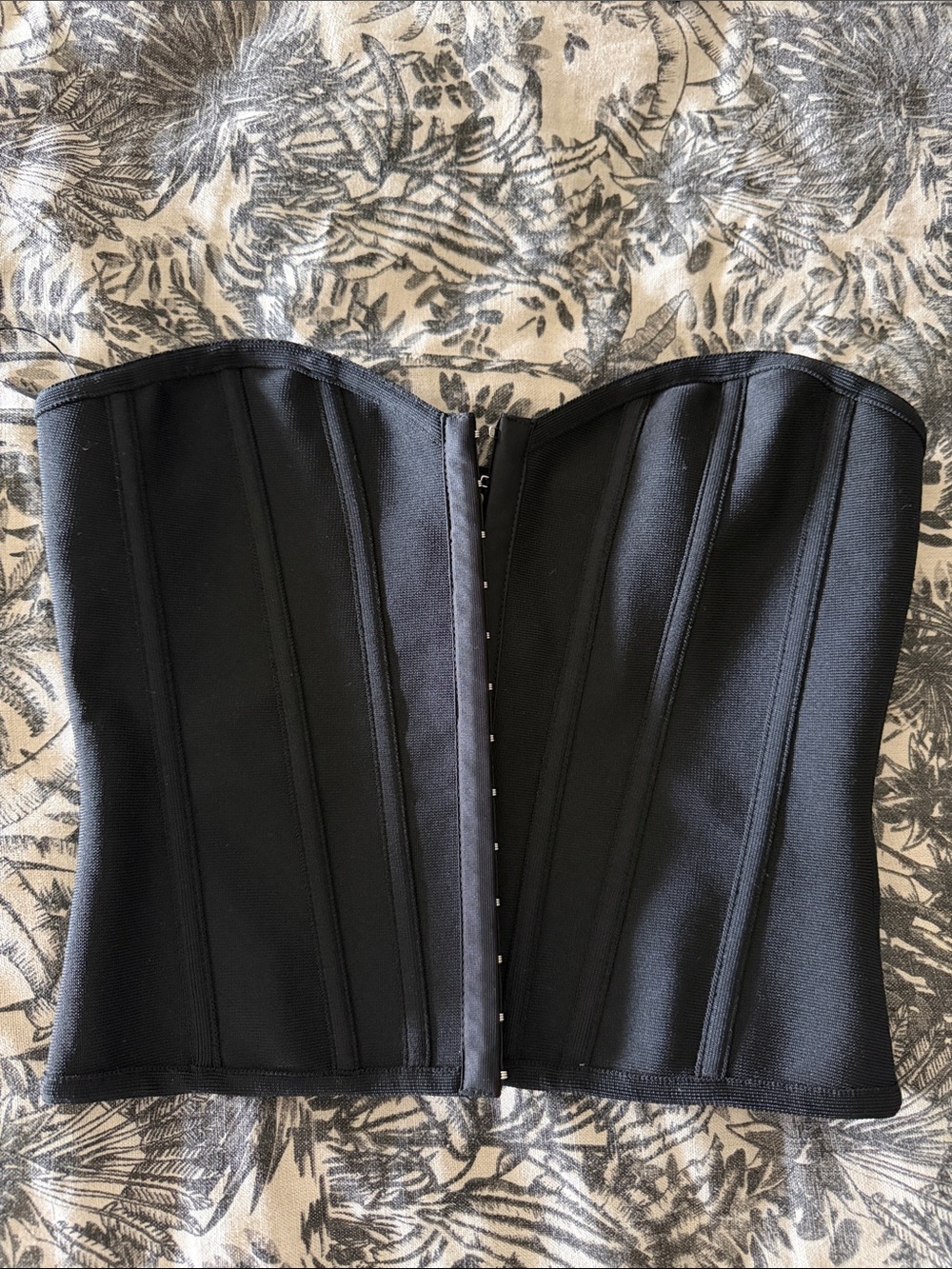 Black Strapless Corset Crop Top - Women's Bustier